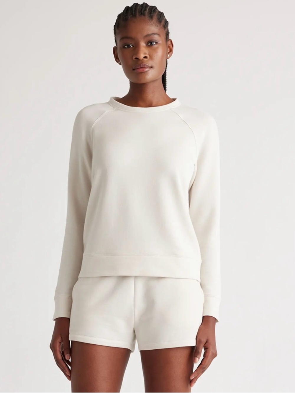 Quince Women Supersoft Fleece Crew Off-White L